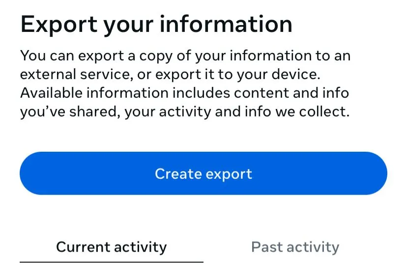 Step 4: Tap "Create export"