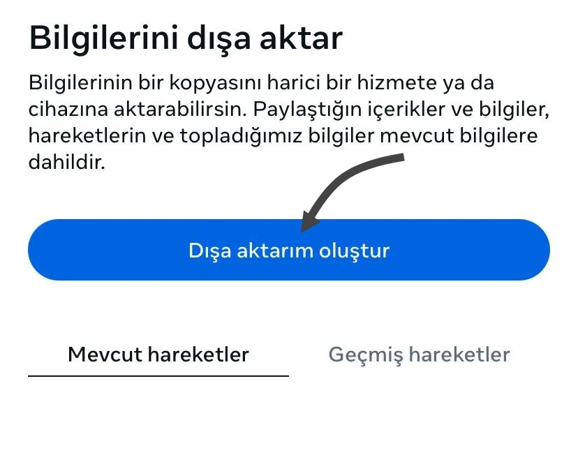 Adım 4: "Dışa aktarım oluştur"a dokun